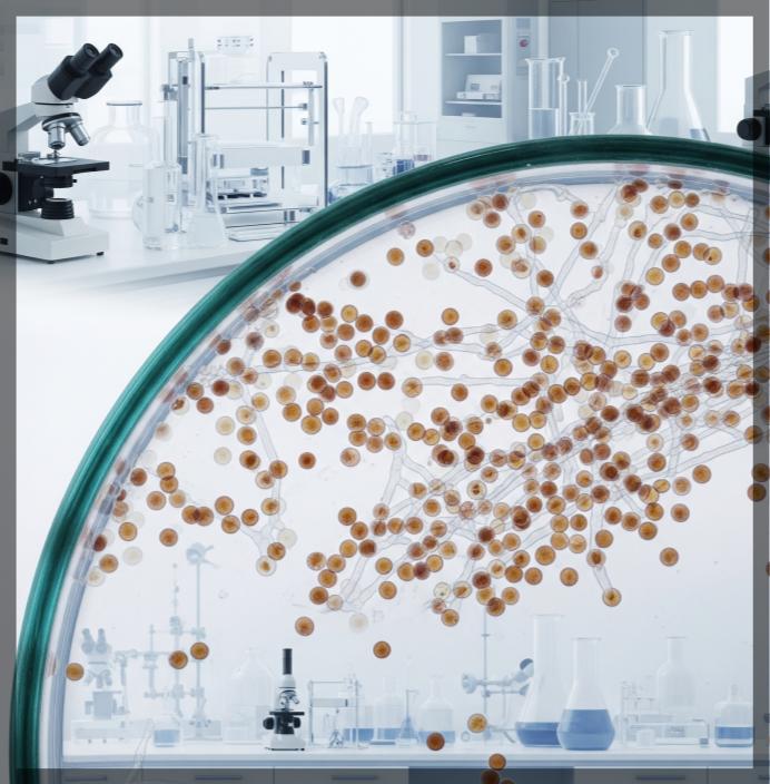 A close-up of a petri dish containing Fusarium graminearum