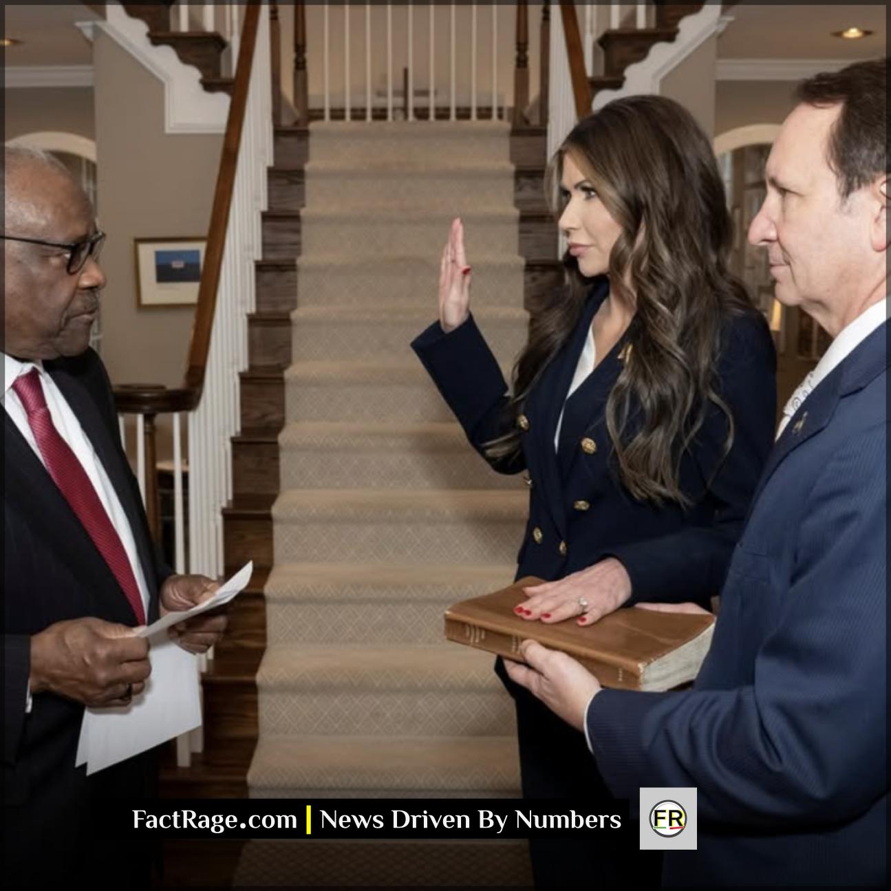 Noem being sworn in January 2025