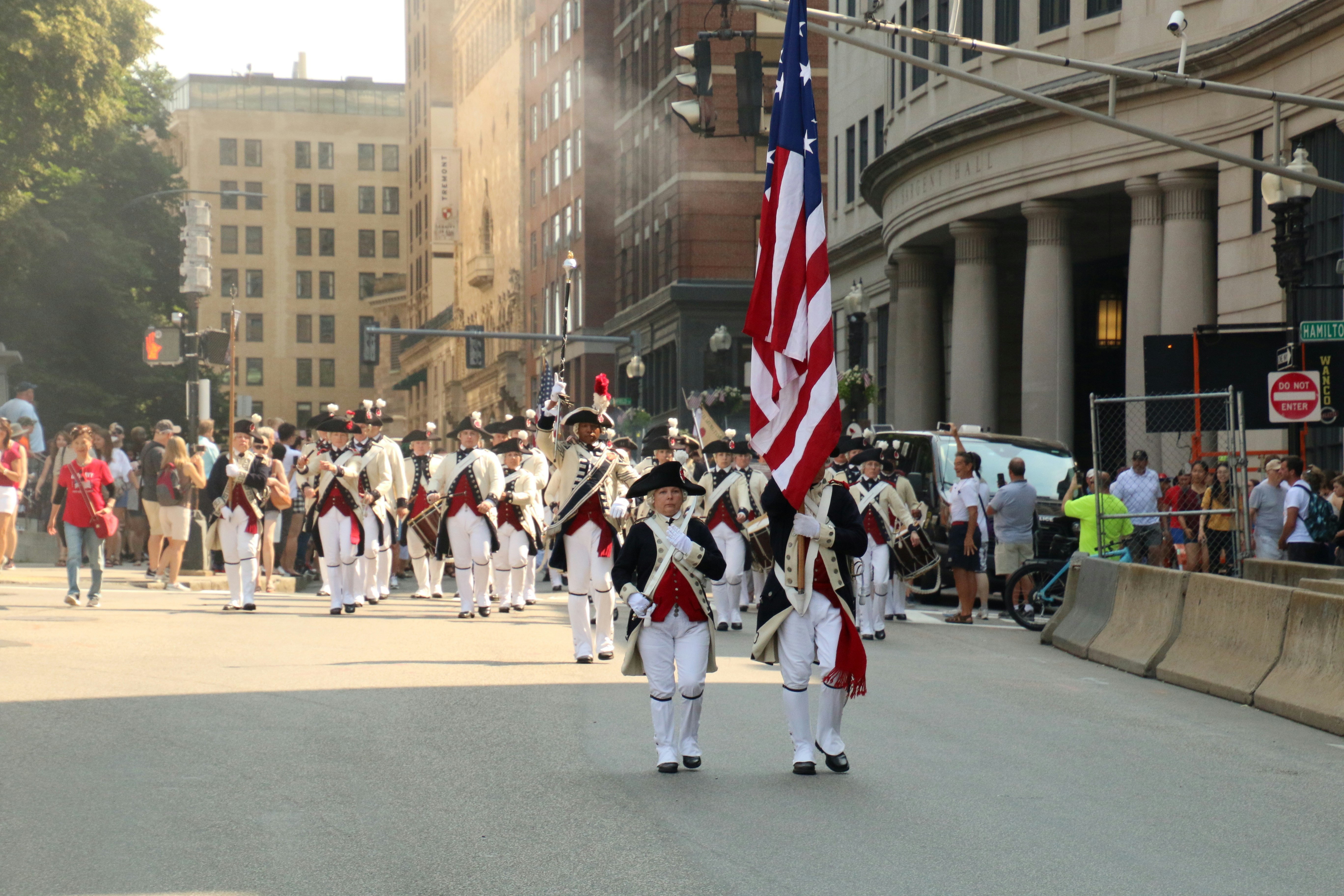 Army on parade in traditional uniforms